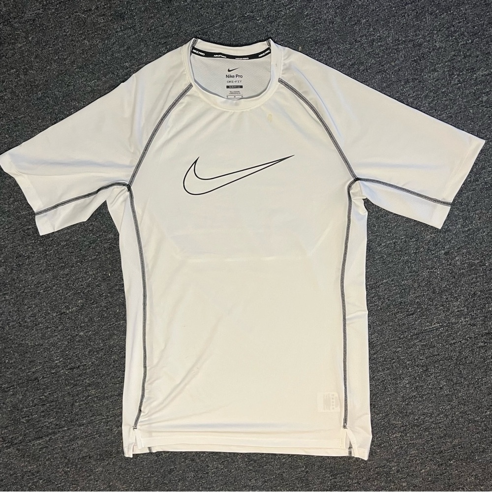 Nike Men's White Rash Guard with Black Accents